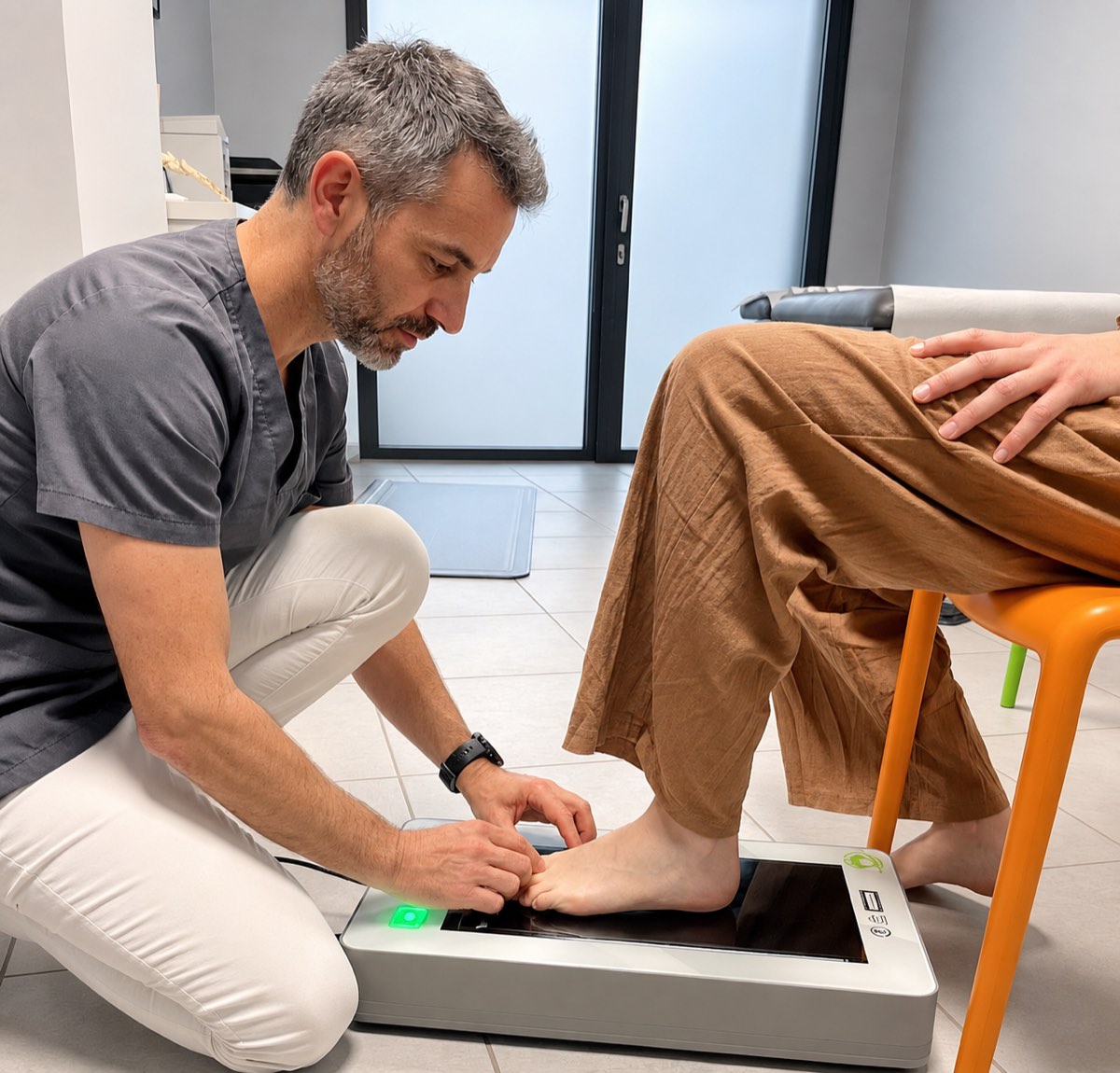 Examen des appuis au podoscope
